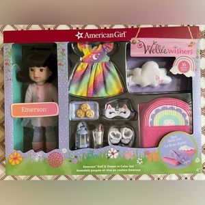 New!!!! American Girl Wellie Wisher Emerson Doll and Dream in Color Set